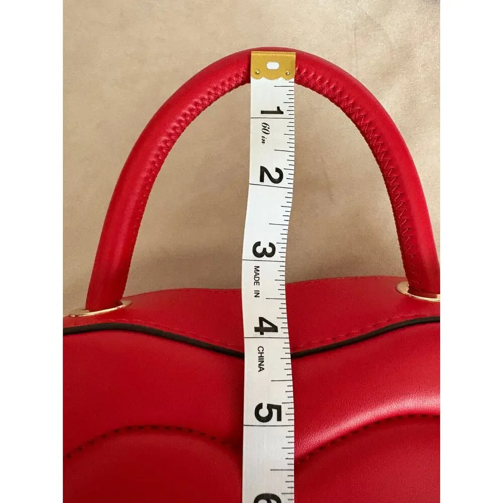 Nanette Lepore Cupid Heart Shaped Red Crossbody Bag Top Handle Purse Gold Chain
